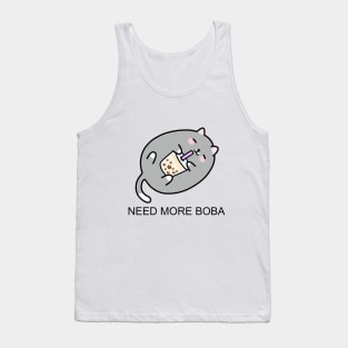 Grey Chubby Boba Cat Needs More Boba! Tank Top